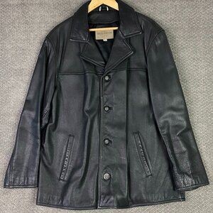 Guess Company for Georges Marciano Leather Jacket Men's Large Black Button Front